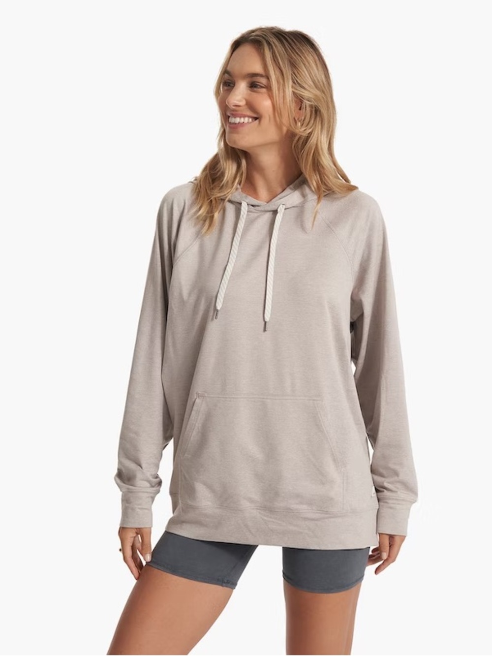 Vuori Halo Oversized Hoodie DreamKnit Heather Oatmeal Taupe Large